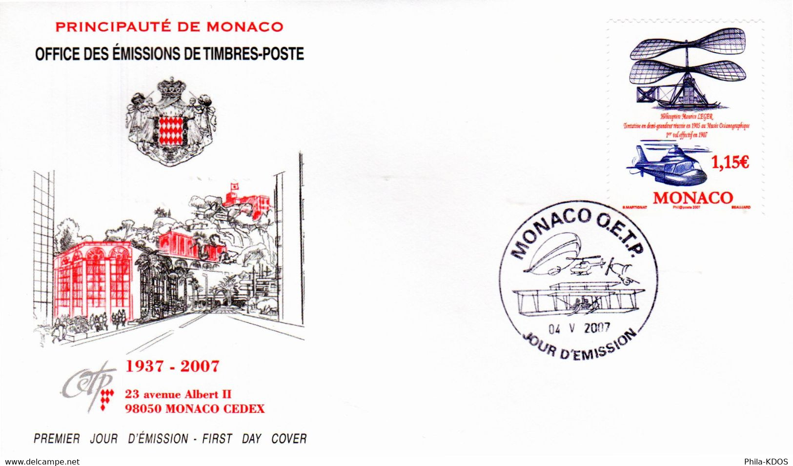 " 100 ANS DU 1er VOL DE L'HELICOPTERE DE MAURICE LEGER " Sur Enveloppe 1er Jour De 2007. N° YT 2597. Parf. état. FDC - Hélicoptères