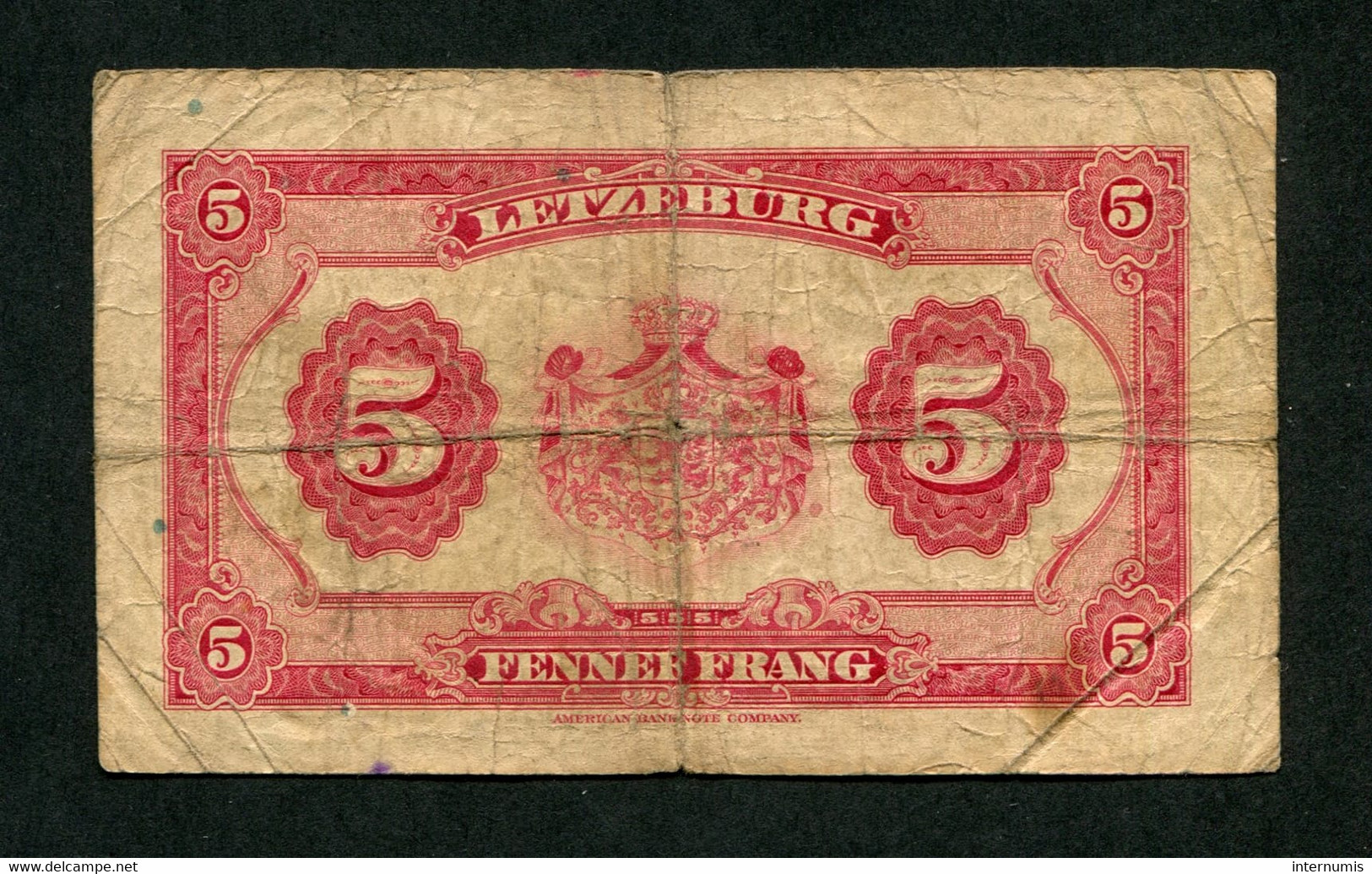 2 Billets (2 Banknotes) :  5 Francs Grand-Duché De Luxembourg (1943-1944) -  P43, B325 - Lussemburgo