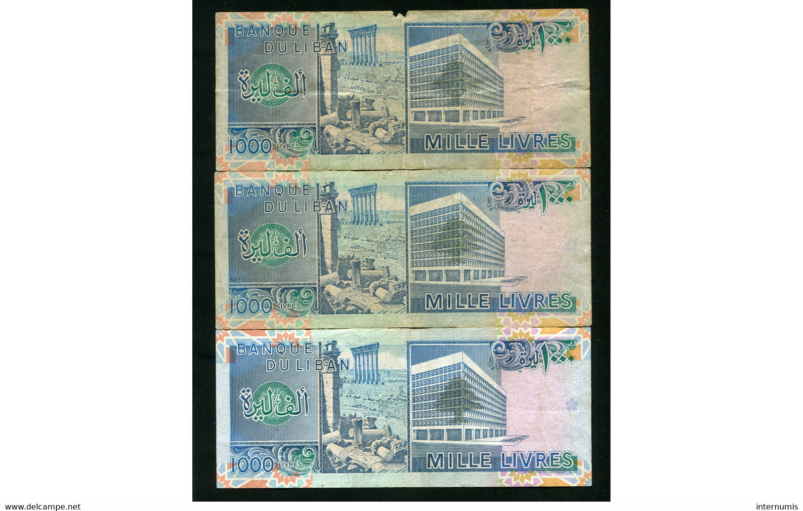 3 Billets (3 Banknotes) :  Liban / Lebanon 1000 Livres Banque Du Liban 1988 -  P69, B511 - Liban