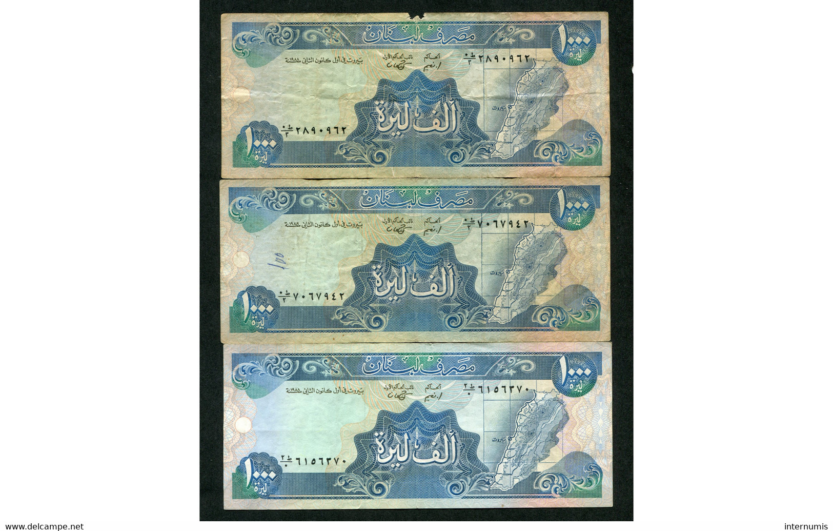 3 Billets (3 Banknotes) :  Liban / Lebanon 1000 Livres Banque Du Liban 1988 -  P69, B511 - Liban