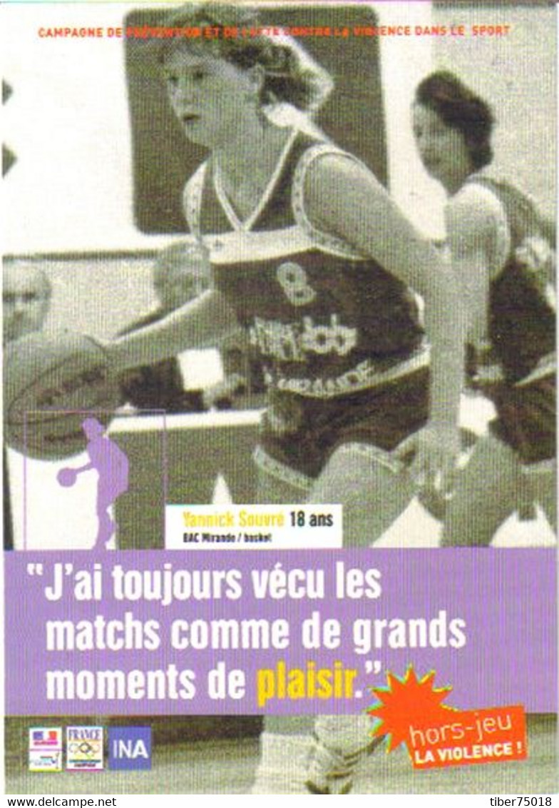 Carte Postale "Cart'Com" (2001) - Hors-jeu La Violence ! (Yannick Souvré - Basket) - Basketball