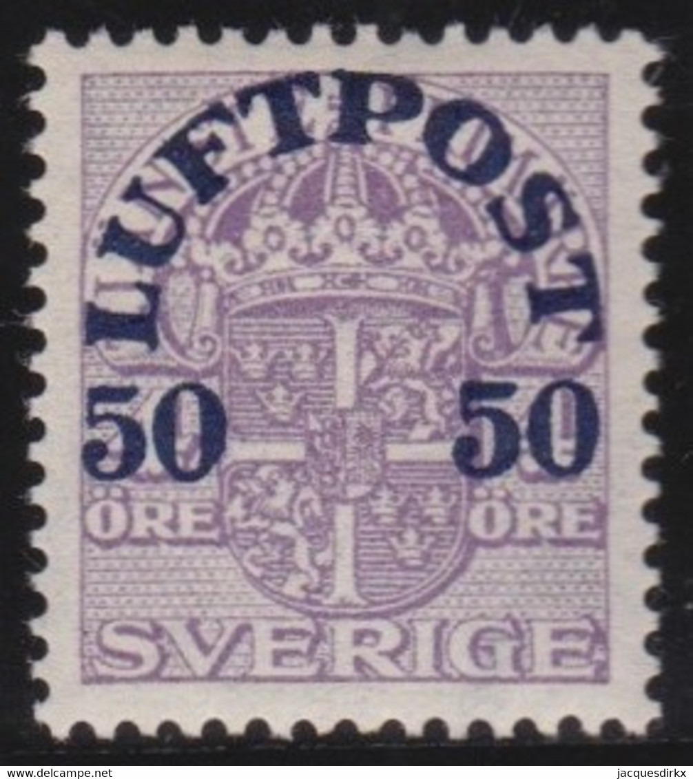 Sweden   .    Y&T   .     Airmail  3     .      *      .      Mint-hinged - Ungebraucht