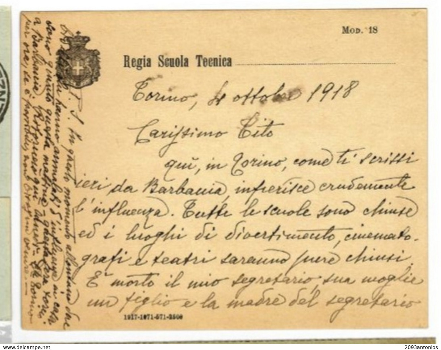 SP205)A  SCUOLA REGIA TECNICA TORINO   STORIA POSTALE CARTOLINA PUBBLICITARIA - Unterricht, Schulen Und Universitäten