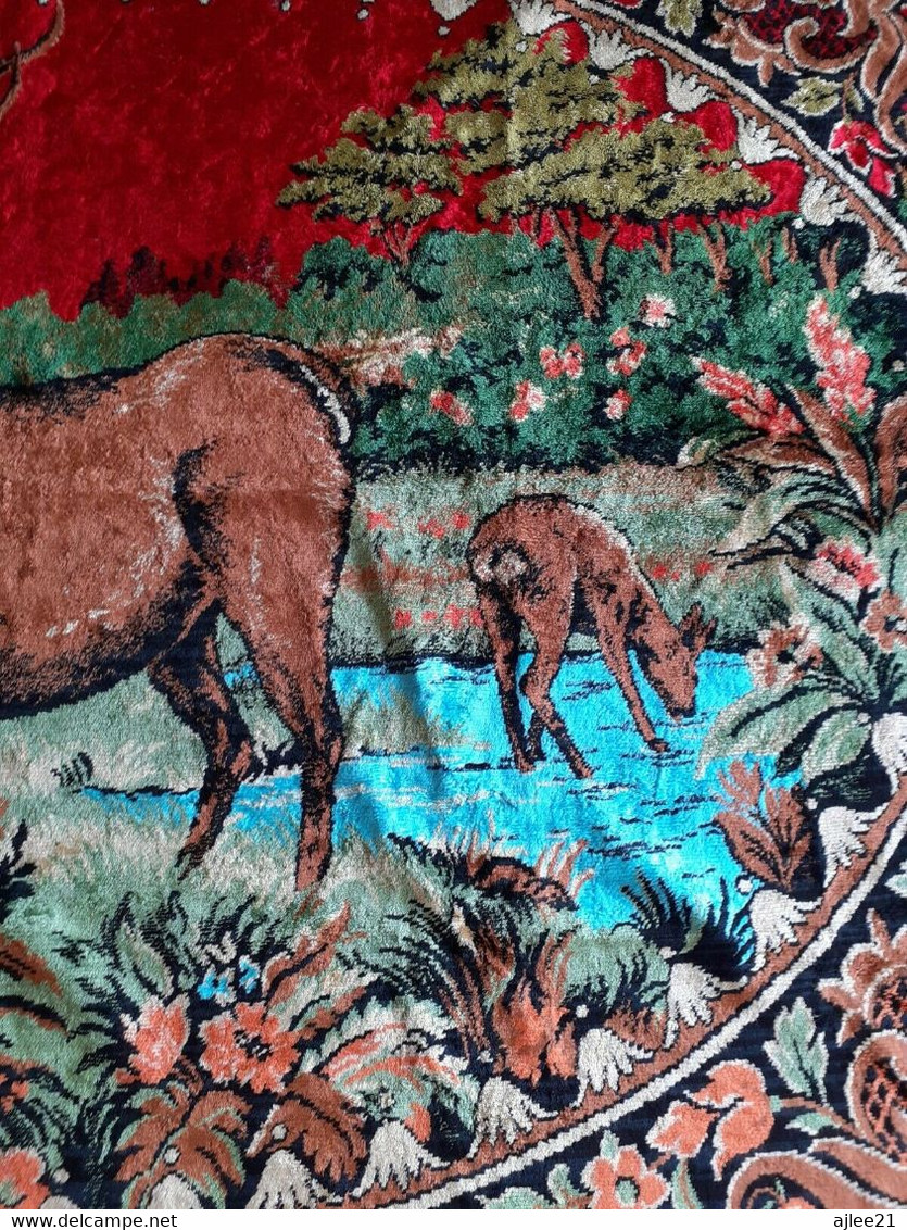 Tapisserie "Cerf Et Chevreuil". Tapisserie A Frange. - Rugs, Carpets & Tapestry