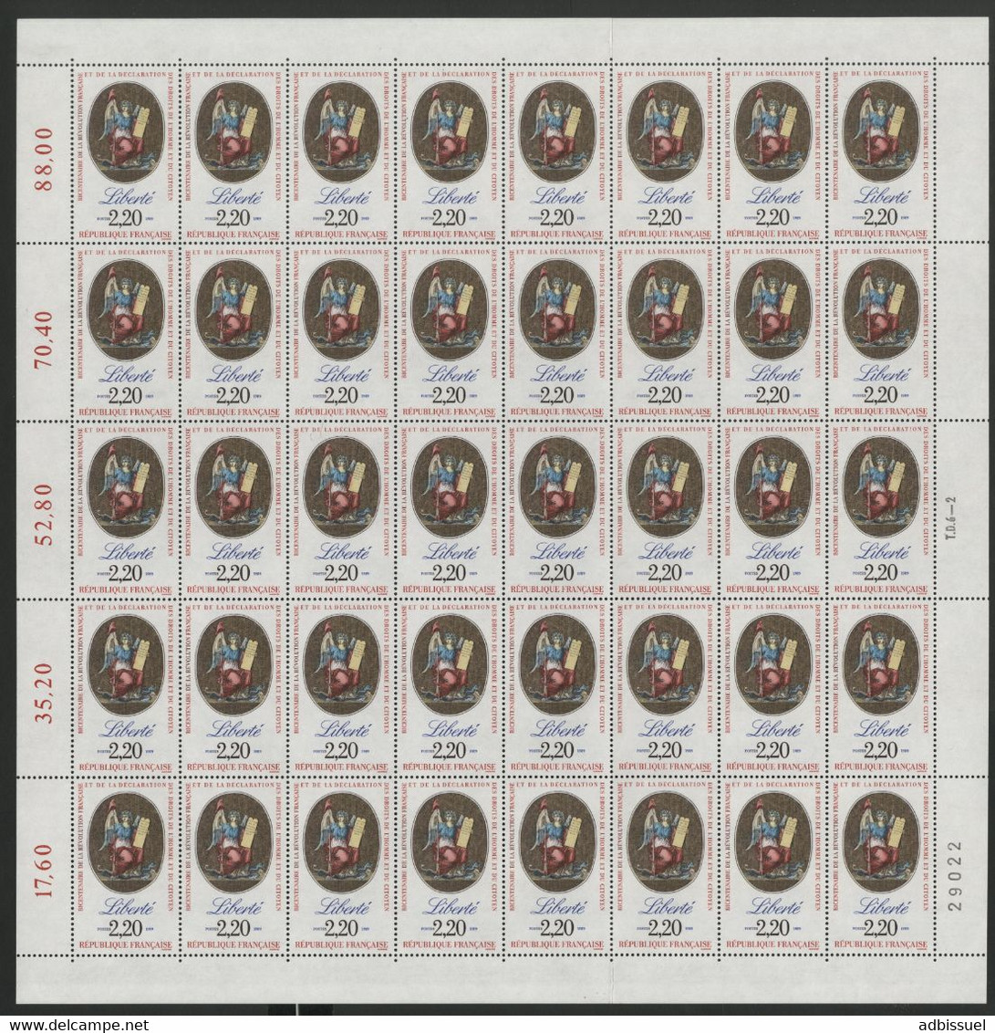 N° 2573 "LIBERTE" FEUILLE COMPLETE De 40 Ex. Neufs ** (MNH) Vendue à La Valeur Faciale Des Timbres - Feuilles Complètes