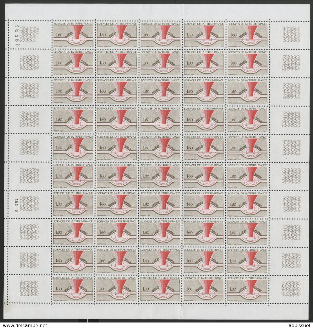 N° 2093 "SCIENCES DE LA TERRE" FEUILLE COMPLETE De 50 Ex. Neufs ** (MNH) Vendue à La Valeur Faciale Des Timbres - Volledige Vellen