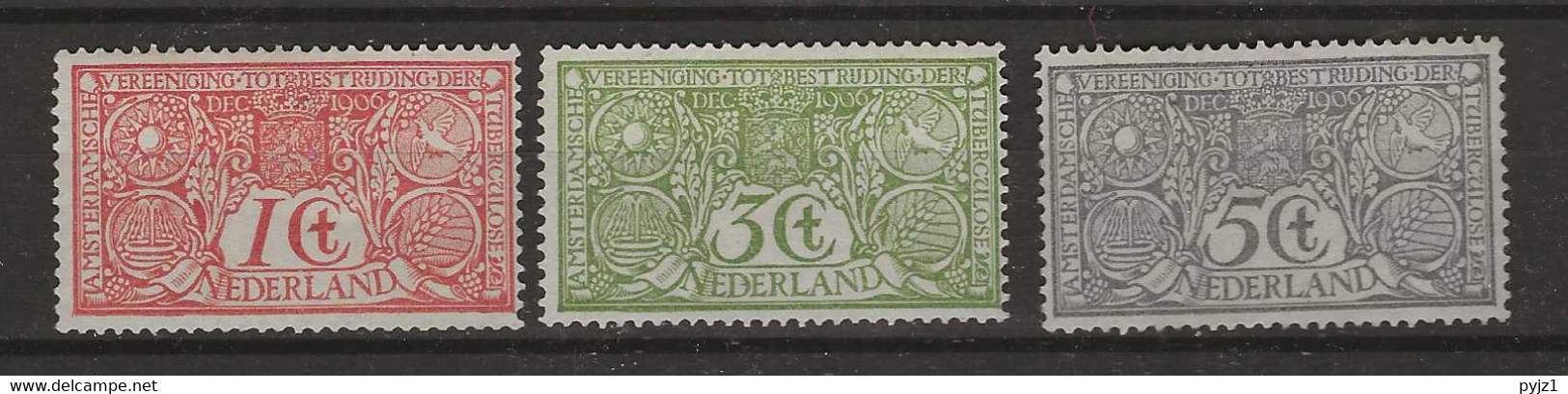 1906 MH/* Nederland NVPH 84-86 Very Lightly Mounted - Nuovi