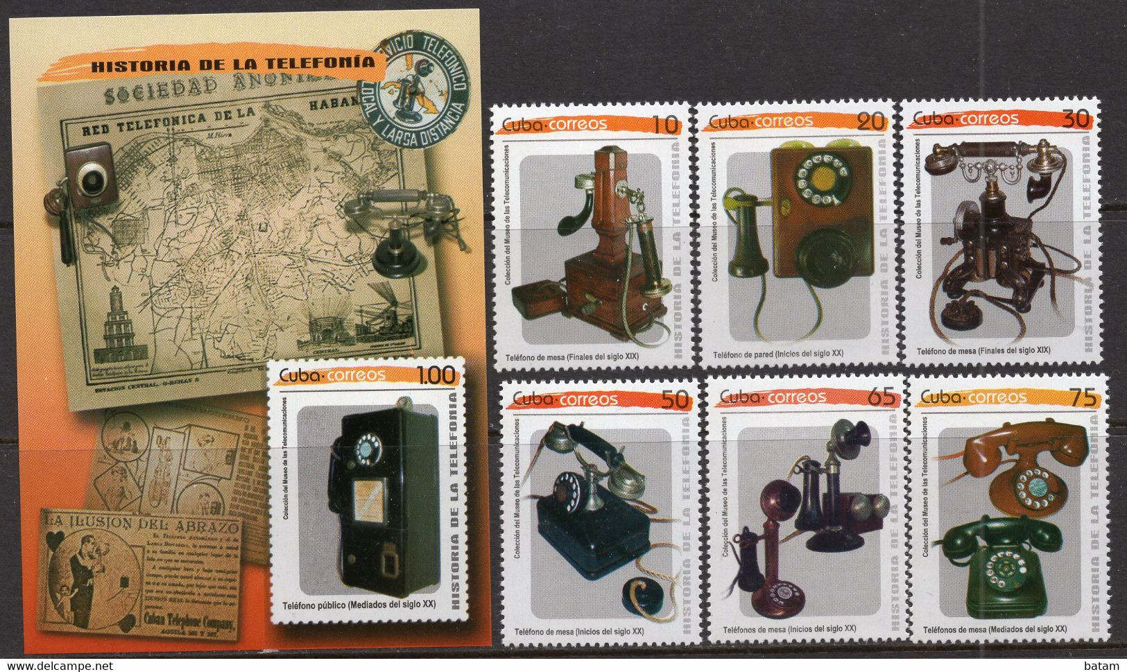 Cuba 2015 - History Of The Telephone - MNH Set + Souvenir Sheet - Poste