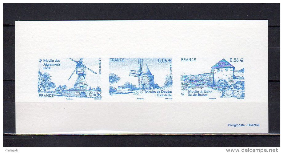 " LES MOULINS " Sur 2 Gravures Officielles De 2010 N° YT 4485 à 4490  En Parfait état ! - Molens