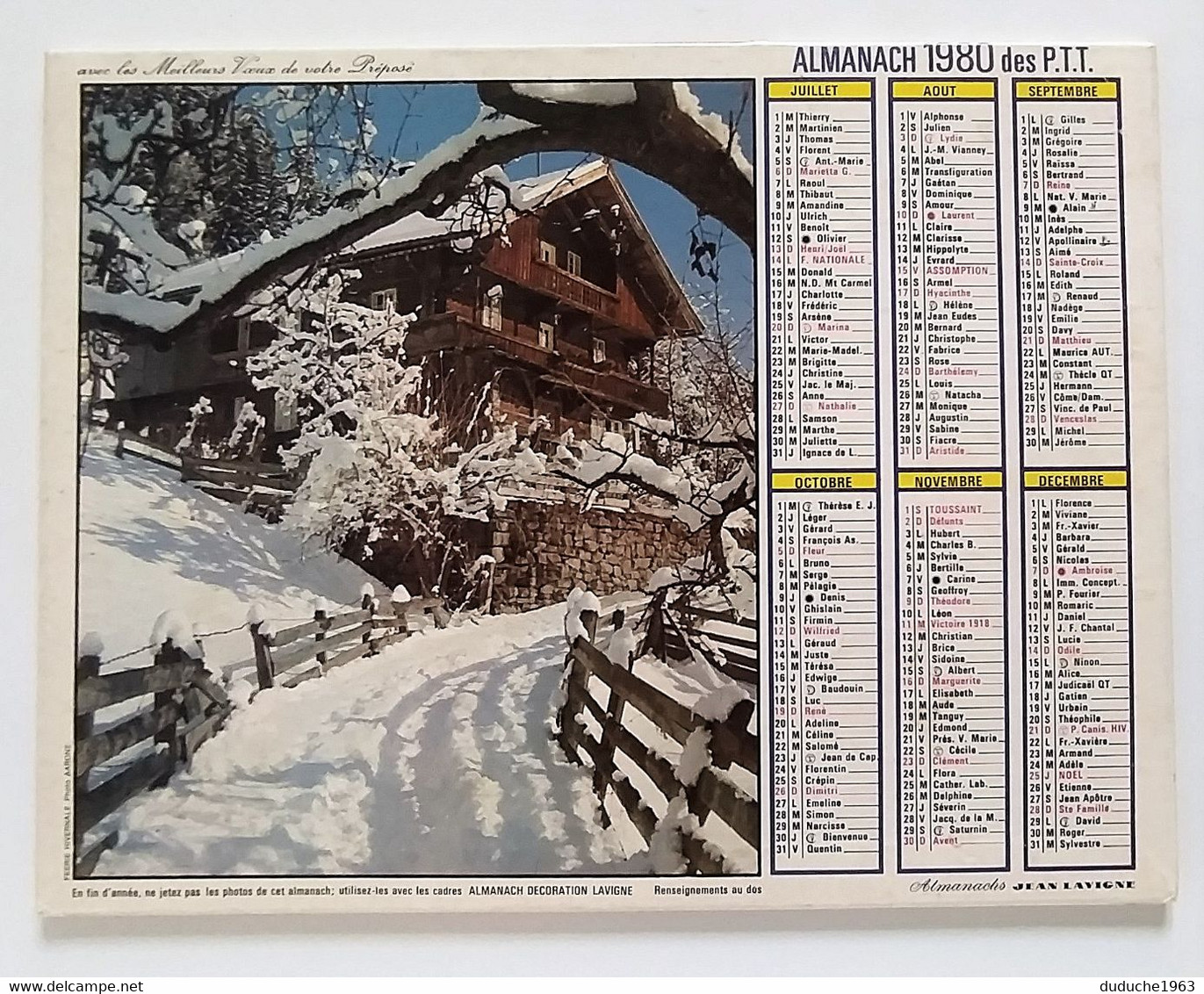 Calendrier La Poste - Almanach PTT 1980 - Paris - Grossformat : 1971-80