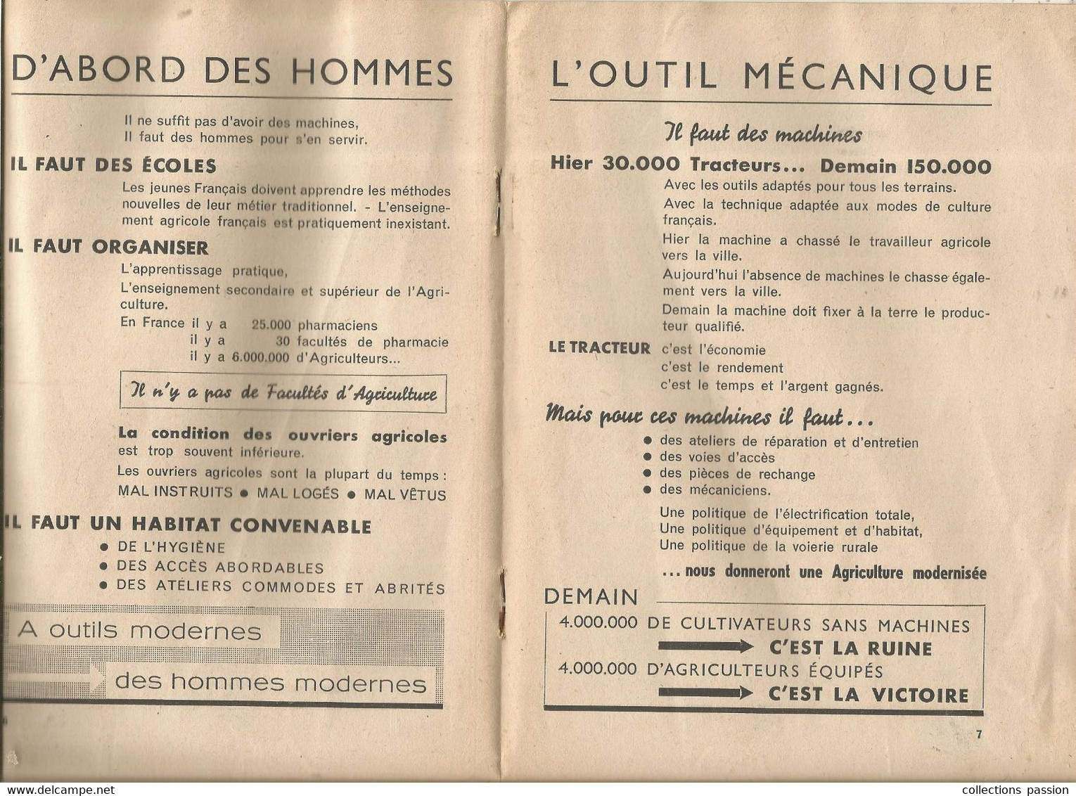 Publicité, IL FAUT UN PLAN AGRICOLE,confédération Générale De L'AGRICULTURE ,1946, 12 Pages,frais Fr 2.50 E - Publicités