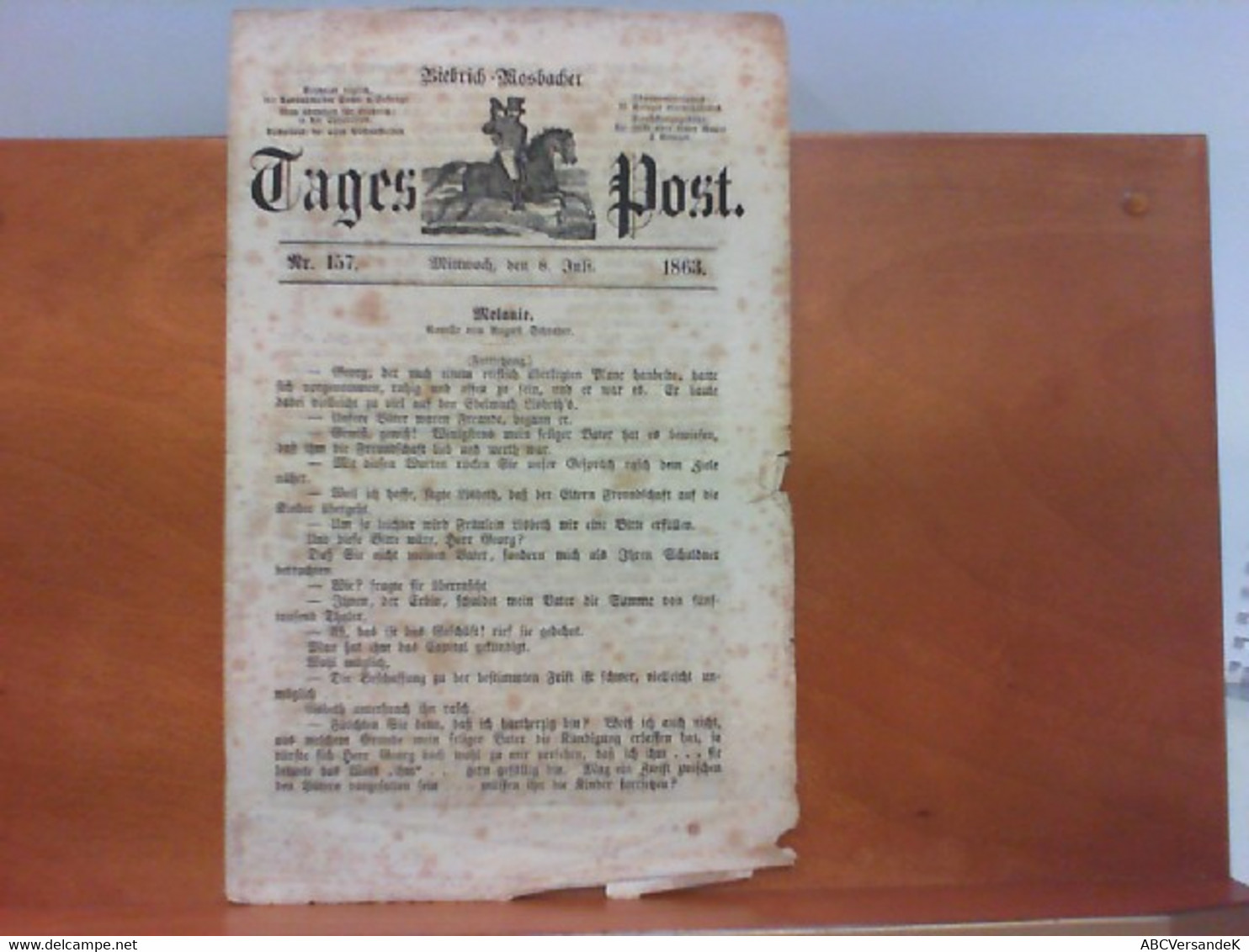 Biebrich - Mosbacher Tagespost Nr. 157 - Original Von 1863 - Hesse