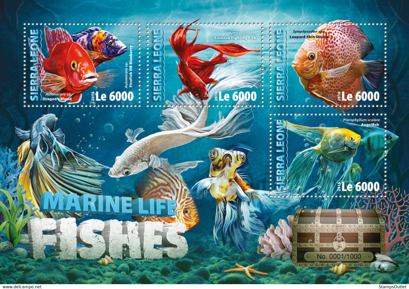 2016 SIERRA LEONE MNH  FISHES  |  Yvert&Tellier Code: 5809-5812  |  Michel Code: 7013-7016  |  Scott Code: 3679 - Sierra Leone (1961-...)