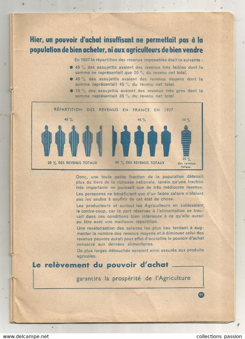 Publicité, Plan Agricole, Cofédération Générale De L'Agriculture, 13 Pages, Frais Fr 3.00 E - Publicités