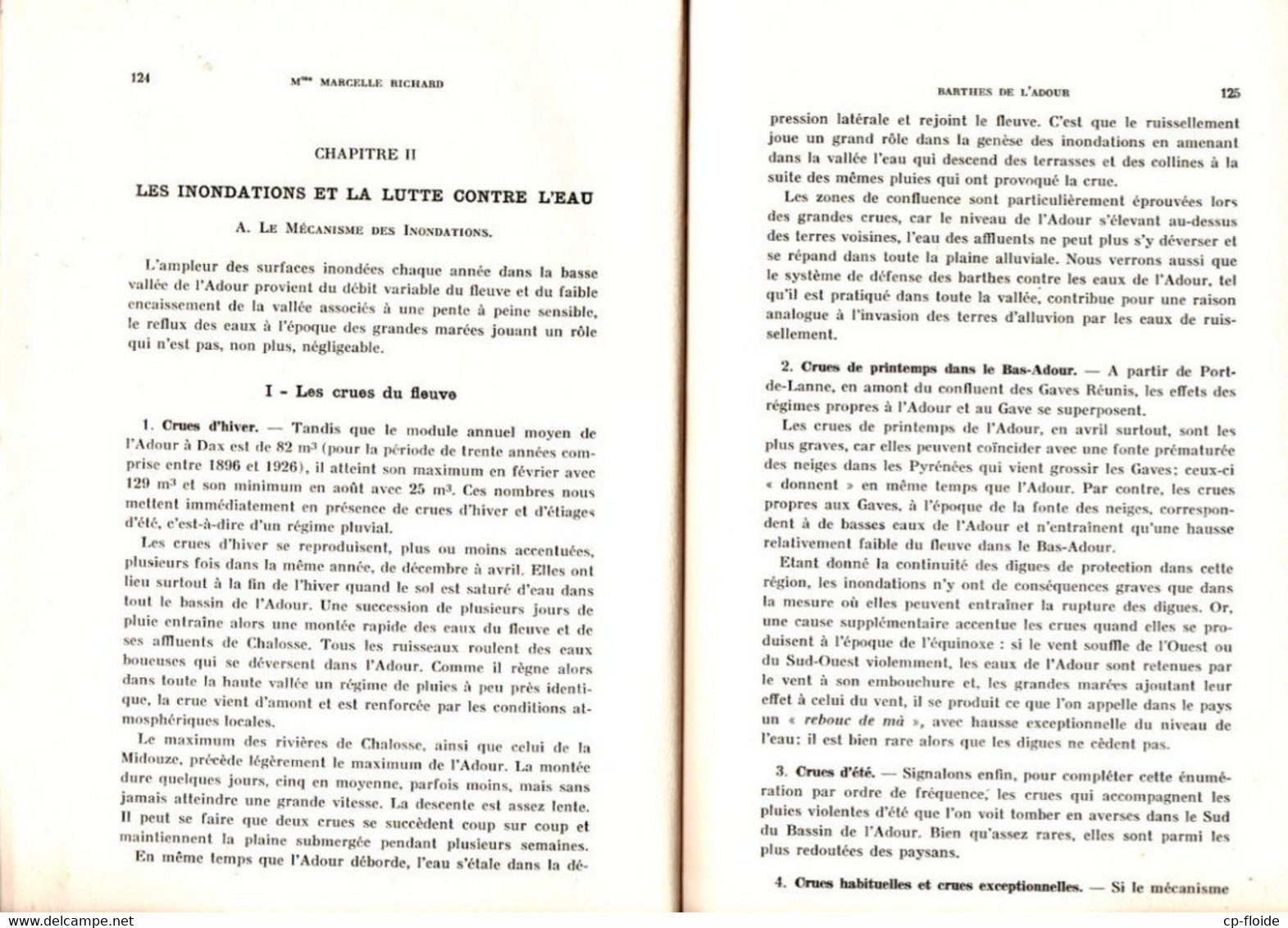 LIVRE . " LES BARTHES DE L'ADOUR " . MARCELLE RICHARD . REVUE GÉOGRAPHIQUE DES PYRÉNÉES ET DU SUD-OUEST - Ref. n°209L -