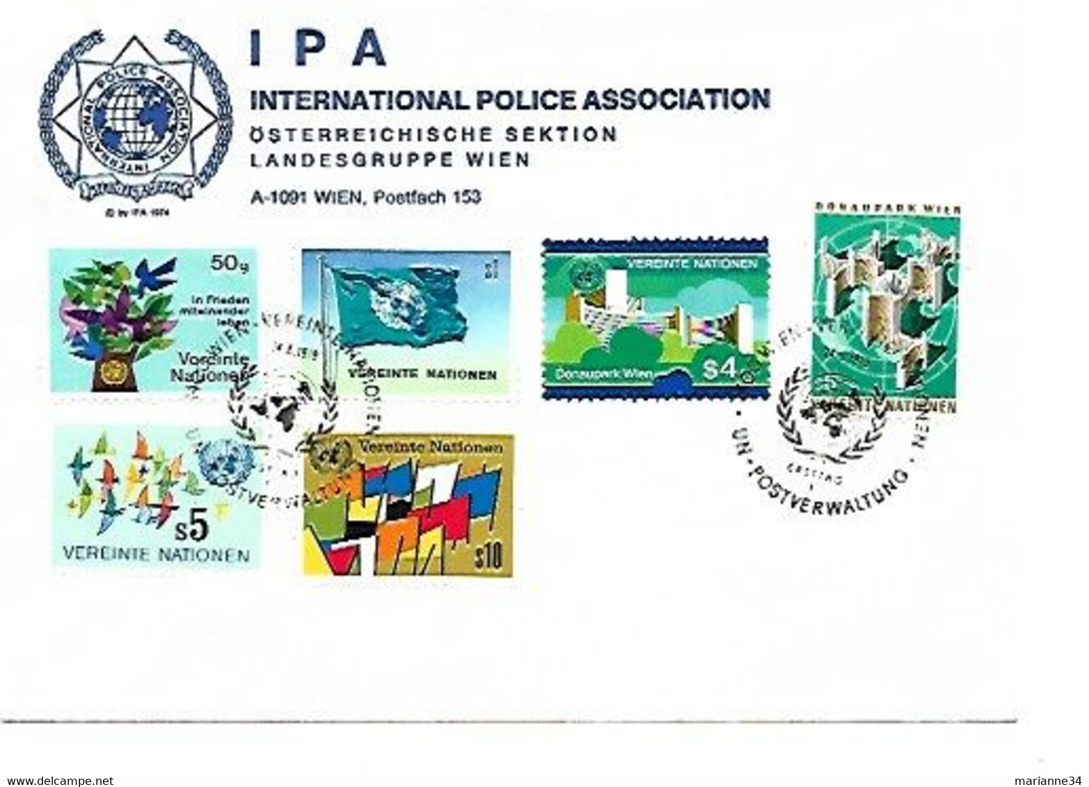 Nations Unies- Vienne-1979- 6 Timbres Sur Enveloppe - Lettres & Documents