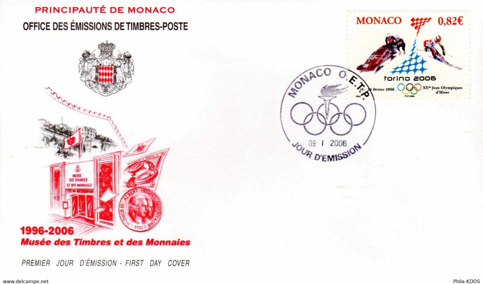 " J.O. DE TURIN 2006 " Sur Enveloppe 1er Jour De MONACO De 2006. N° YT 2528 Parfait état FDC à Saisir - Hiver 2006: Torino