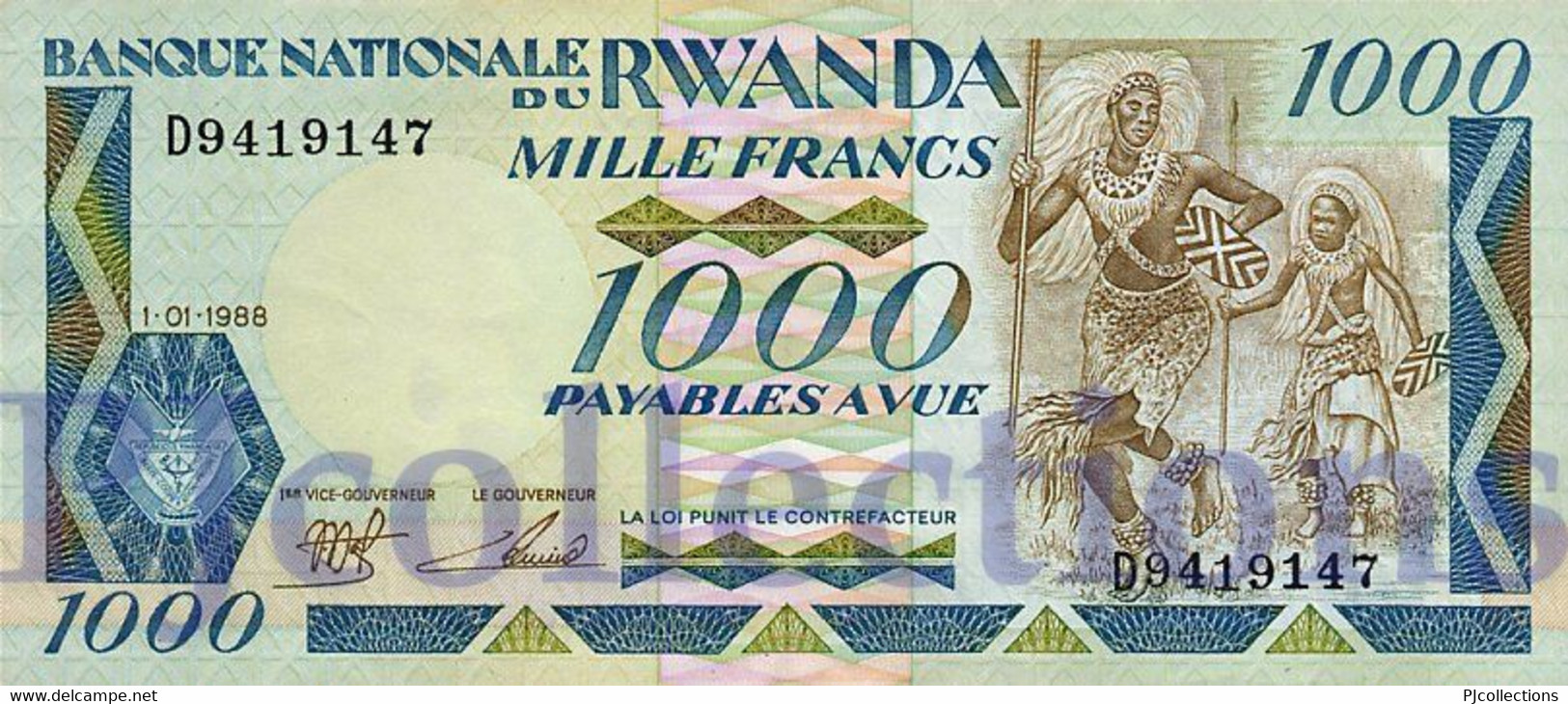 RWANDA 1000 FRANCS 1988 PICK 21a UNC - Rwanda