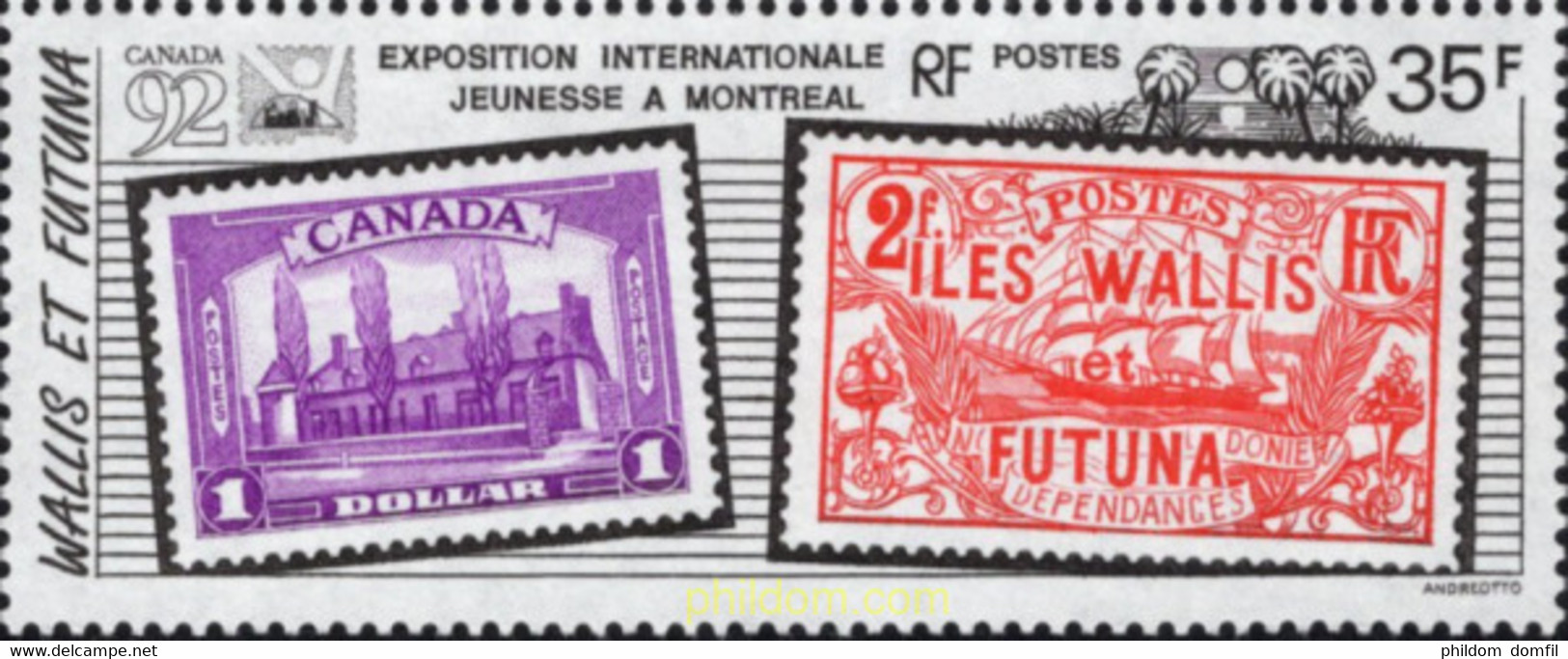 690719 MNH WALLIS Y FUTUNA 1992 EXPOSICION INTERNACIONAL DE FILATELIA - CANADA-92 - Oblitérés