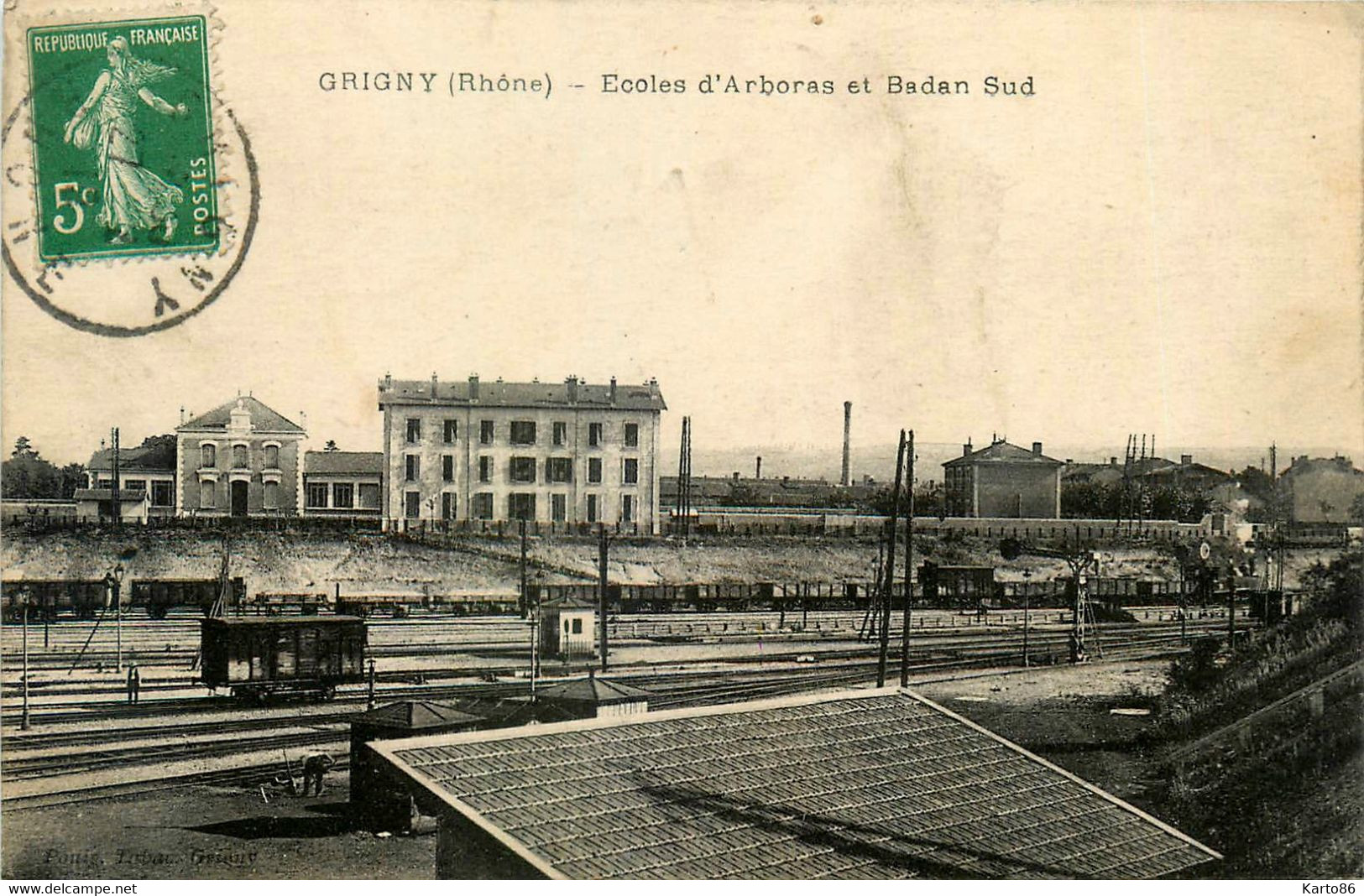 Grigny * école D'arboras Et Badan Sud * Gare * Ligne Chemin De Fer - Grigny
