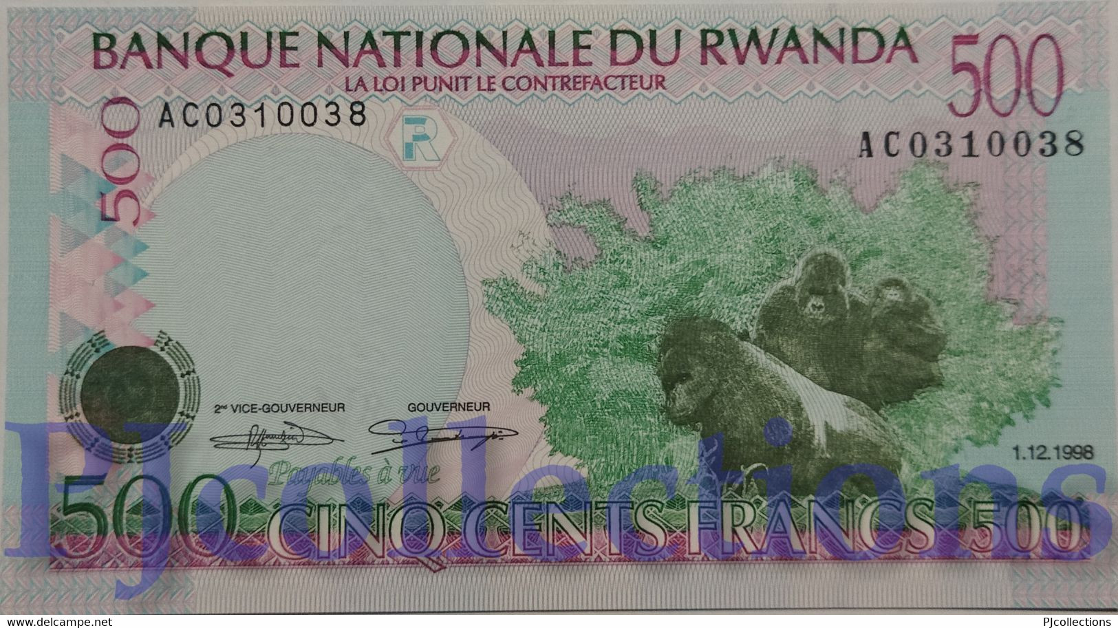 RWANDA 500 FRANCS 1998 PICK 26a UNC - Ruanda