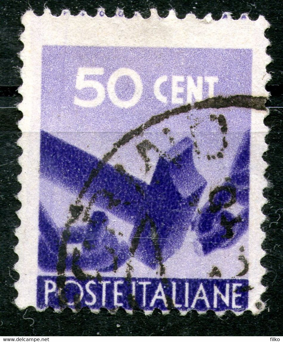 Italy,1945 50 Cent.Y&T#485,Mi#686,error Perforation,as Scan - Used