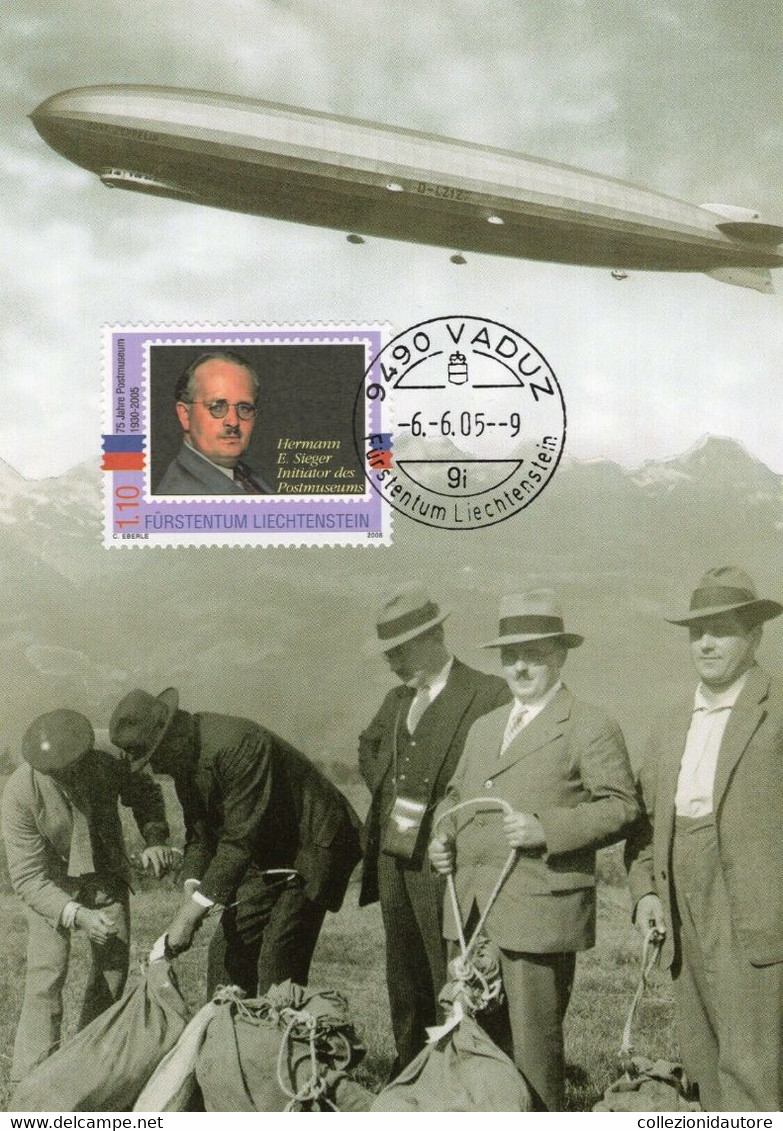 FUERSTENTUM LIECHTENSTEIN - VADUZ - 75 JAHRE POSTMUSEUM HERMANN E. SIEGER - CARTOLINA AFFRANCATA CON ANNULLO - Storia Postale