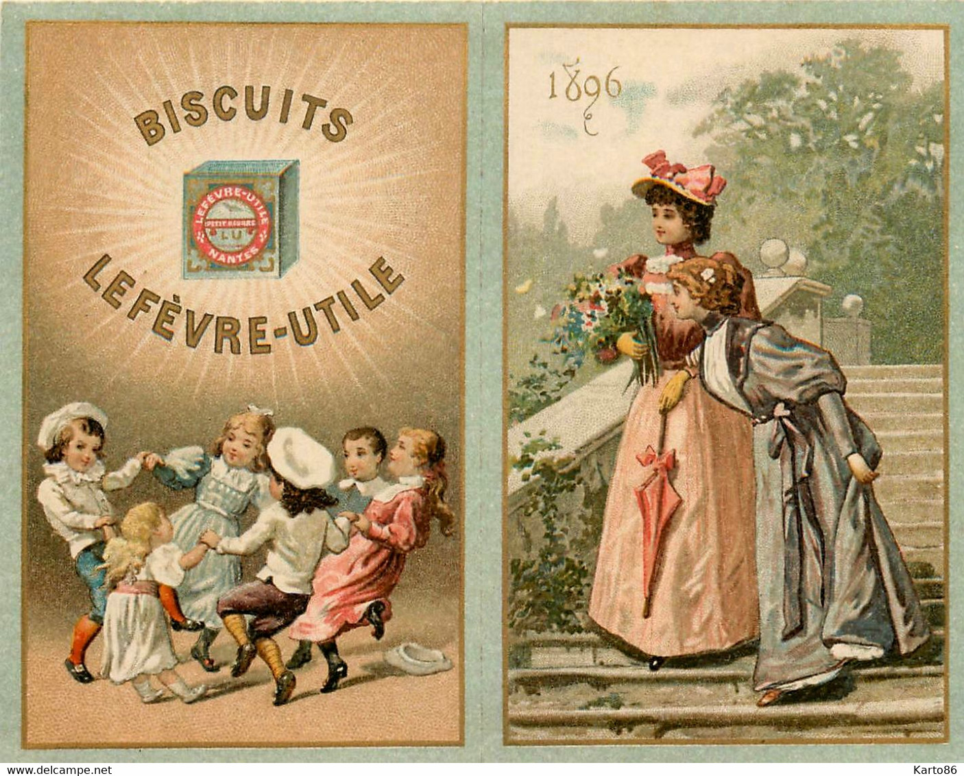Petit Calendrier Ancien Publicitaire Illustré 1896 * Biscuites LEFEVRE UTILE LU Lefèvre Utile Nantes * Calendar - Small : ...-1900