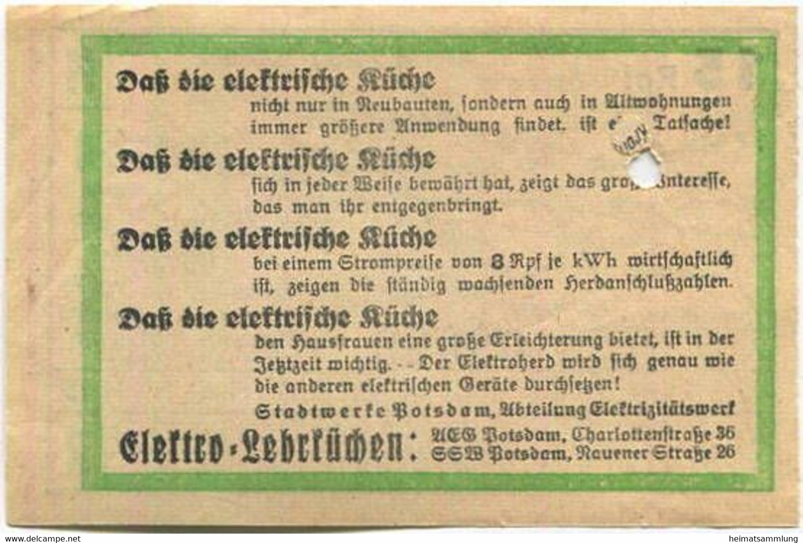 Deutschland - Fahrkarte - Potsdam - Stadtwerke Potsdam - Abt. Verkehrsbetriebe - Fahrschein 15Rpf. 1-2 Teilstrecken - Europa