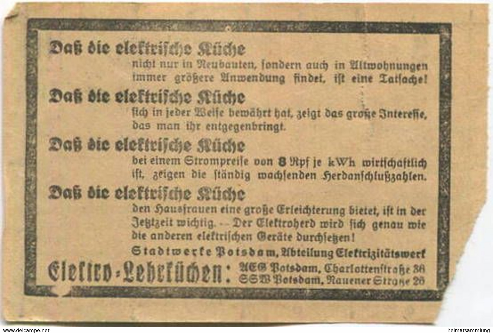 Deutschland - Fahrkarte - Potsdam - Stadtwerke Potsdam - Abt. Verkehrsbetriebe - Fahrschein 15Rpf. 1-2 Teilstrecken - Europa