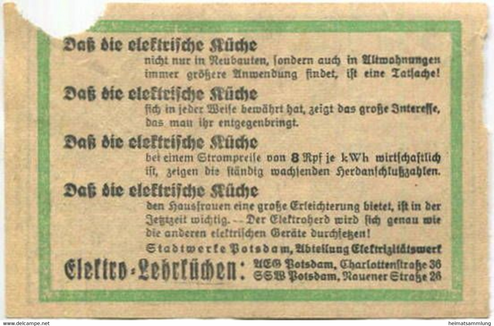 Deutschland - Fahrkarte - Potsdam - Stadtwerke Potsdam - Abt. Verkehrsbetriebe - Fahrschein 15Rpf. 1-2 Teilstrecken - Europa