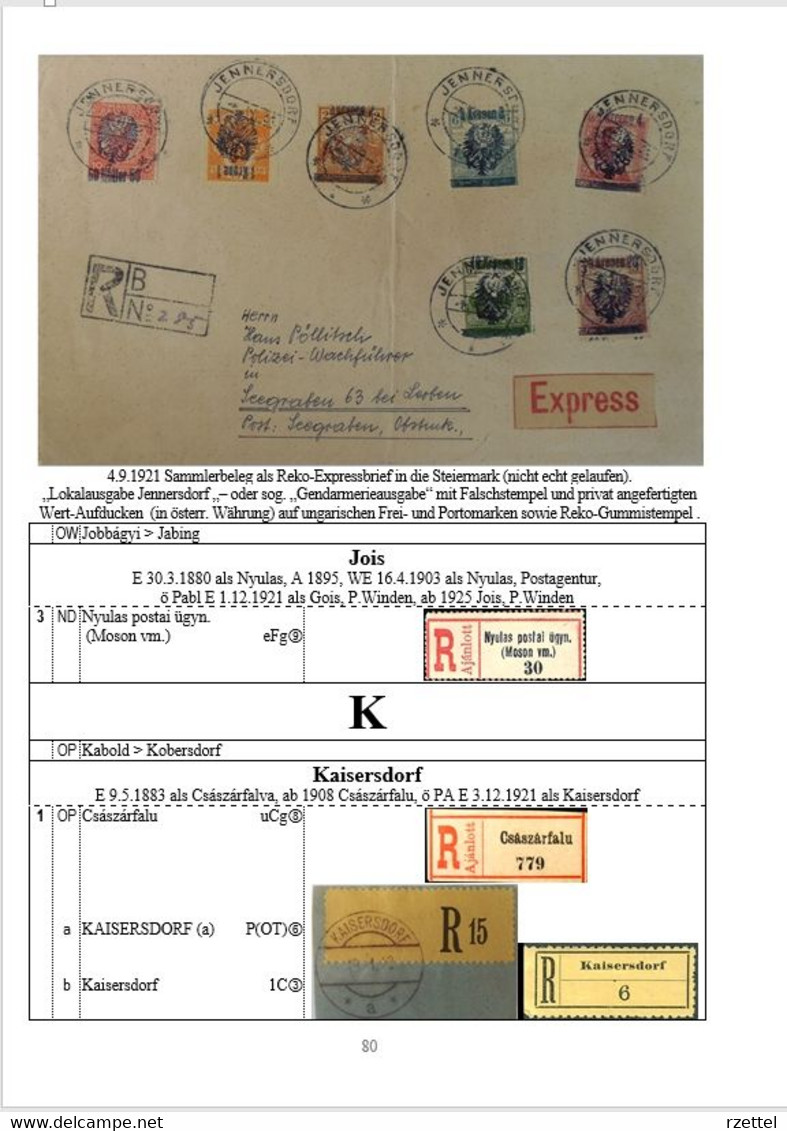 Reko-Zettel Und Einschreibe-Belege Vom Burgenland (in Den Grenzen Von Heute Inklusive Der Ungarischen Ära Von 1890-1938) - Filatelie En Postgeschiedenis