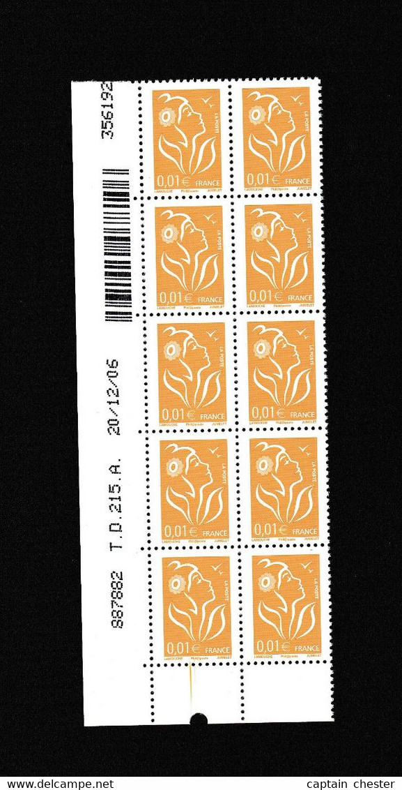 MARIANNE DE LAMOUCHE - 0,01 € Jaune Maury 3713 - Essuyage Défectueux Sur Coin Daté Neufs** - Used Stamps