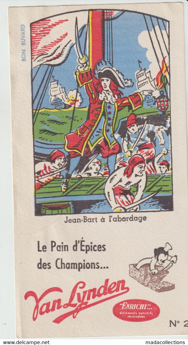 Buvard  - Le. Pain D'Epices Des Champions . VAN LYNDEN  - Jean Bart à L'abordage - Pain D'épices