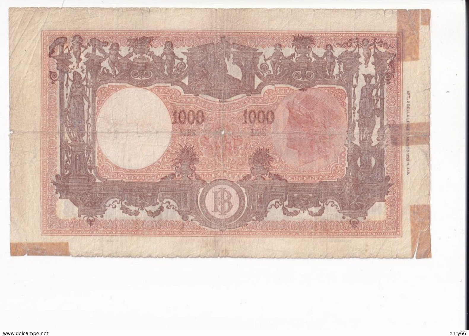 ITALIA 1000 LIRE 18-01-1947 CAT. N° 51E - 1000 Liras