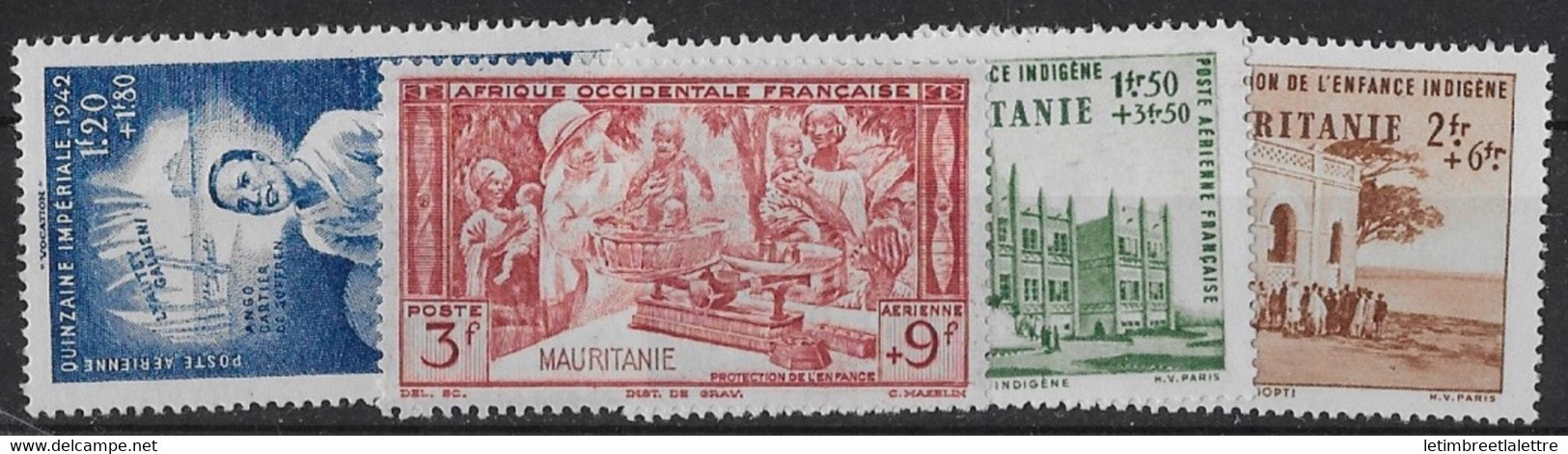 ⭐ Mauritanie - Poste Aérienne - YT N° 6 à 9 ** - Neuf Sans Charnière - 1942 ⭐ - Ungebraucht