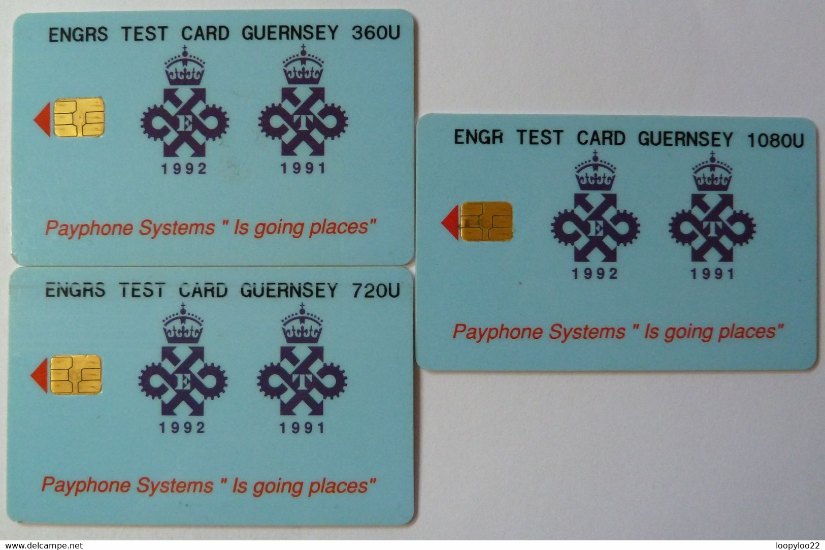 Guernsey - UK - GPT - Queens Award - Set of 3 - ENGINEER TEST - 360, 720 & 1080 Units - Used