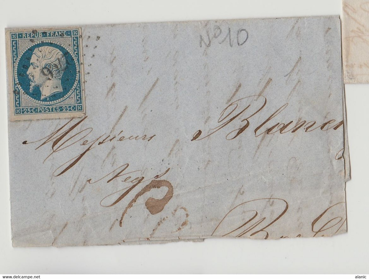 FRANCE-N° 10 Sur Devant De Lettre LA ROCHELLE  Pour BORDEAUX  1854  TIMBRE BE - 1852 Luigi-Napoleone