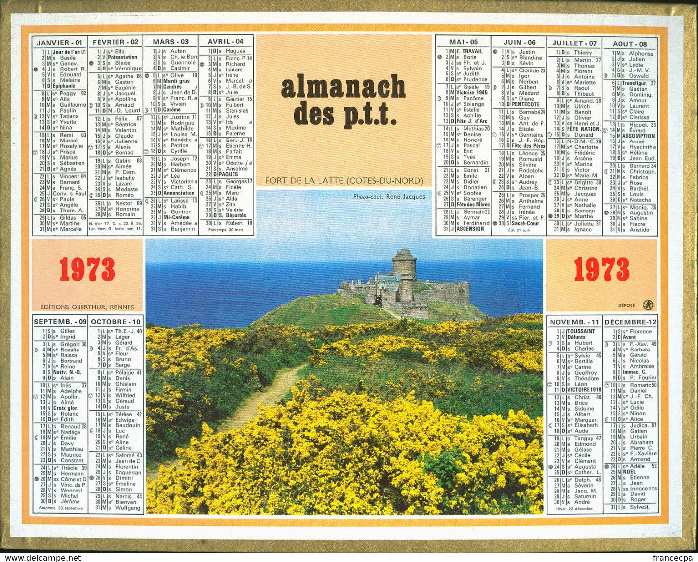 040 - ALMANACH DES P.T.T  1973 - Grand Format : 1971-80