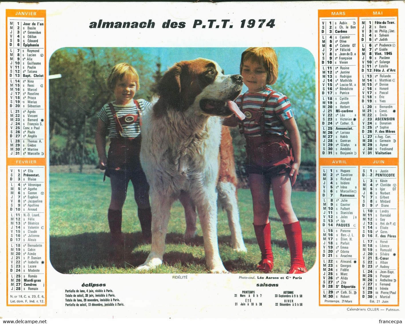 042 - ALMANACH DES P.T.T  1974 - Grand Format : 1971-80