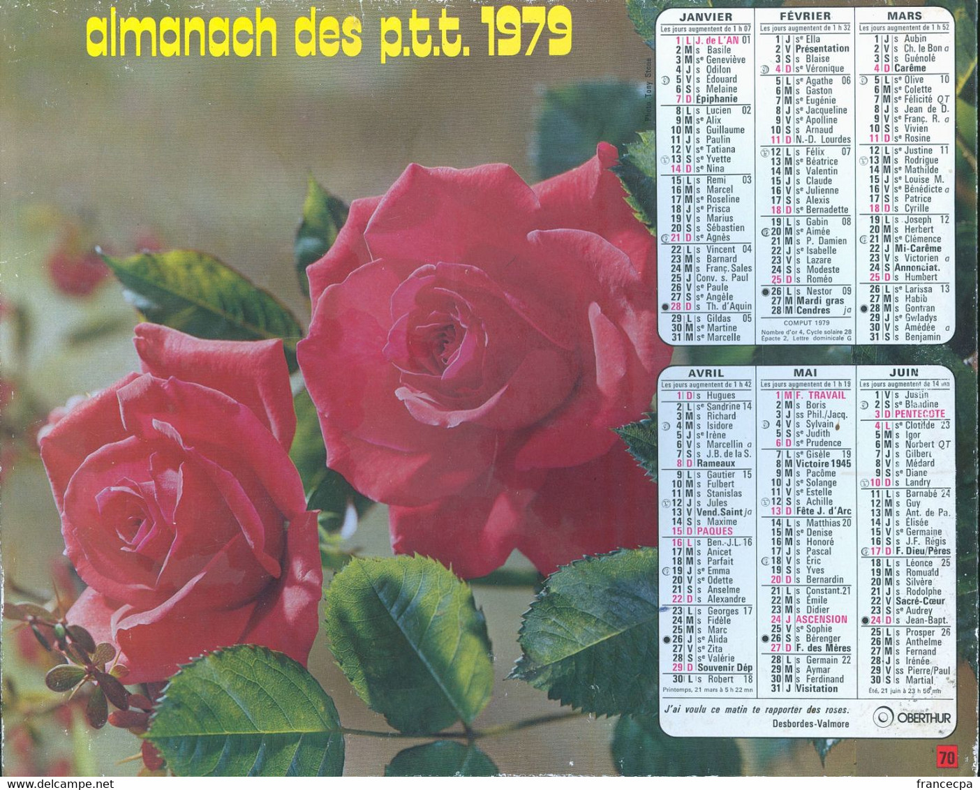 051 - ALMANACH DES P.T.T  1979 - Big : 1971-80