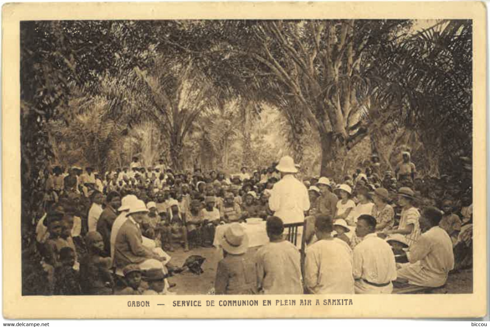 Cpa GABON - Service De Communion En Plein Air à SAMKITA - Gabon