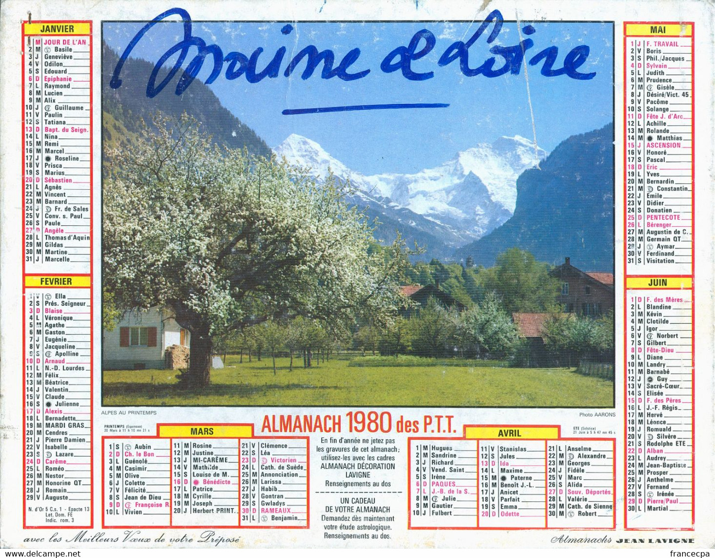 053 - ALMANACH DES P.T.T  1980 - Formato Grande : 1971-80