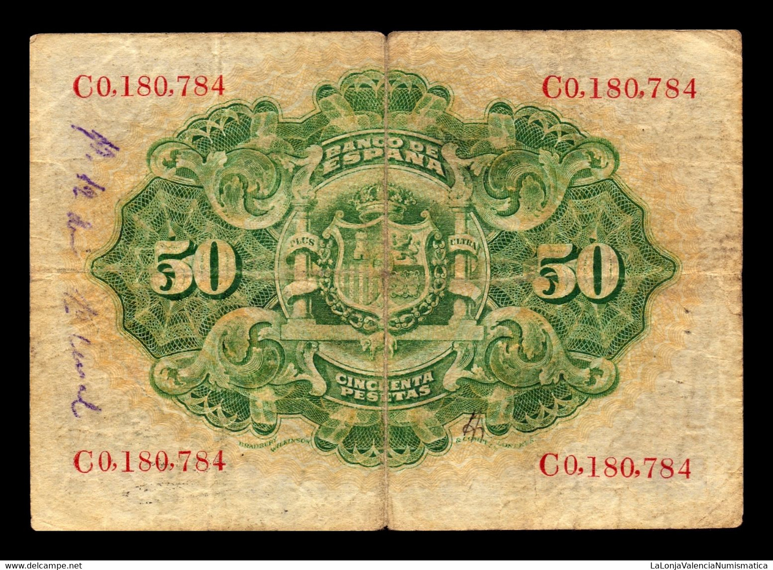 España Spain 50 Pesetas Alegorias 1906 Pick 58 Serie C BC/MBC F/VF - 50 Peseten