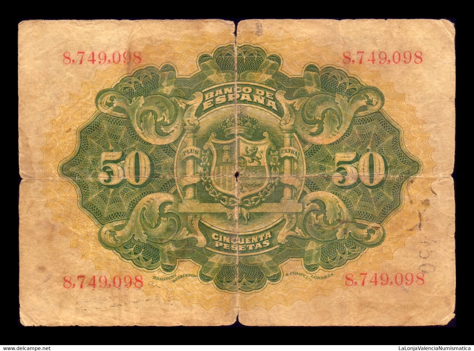 España Spain 50 Pesetas Alegorias 1906 Pick 58 Sin Serie BC- G - 50 Pesetas