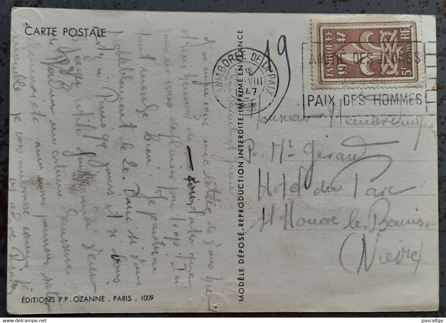 FRANCE - "EDITION OZANNE PARIS 1009 - N°787" - "Jamboree De La Paix" - 02/08/1947 - TTB - Cartas & Documentos
