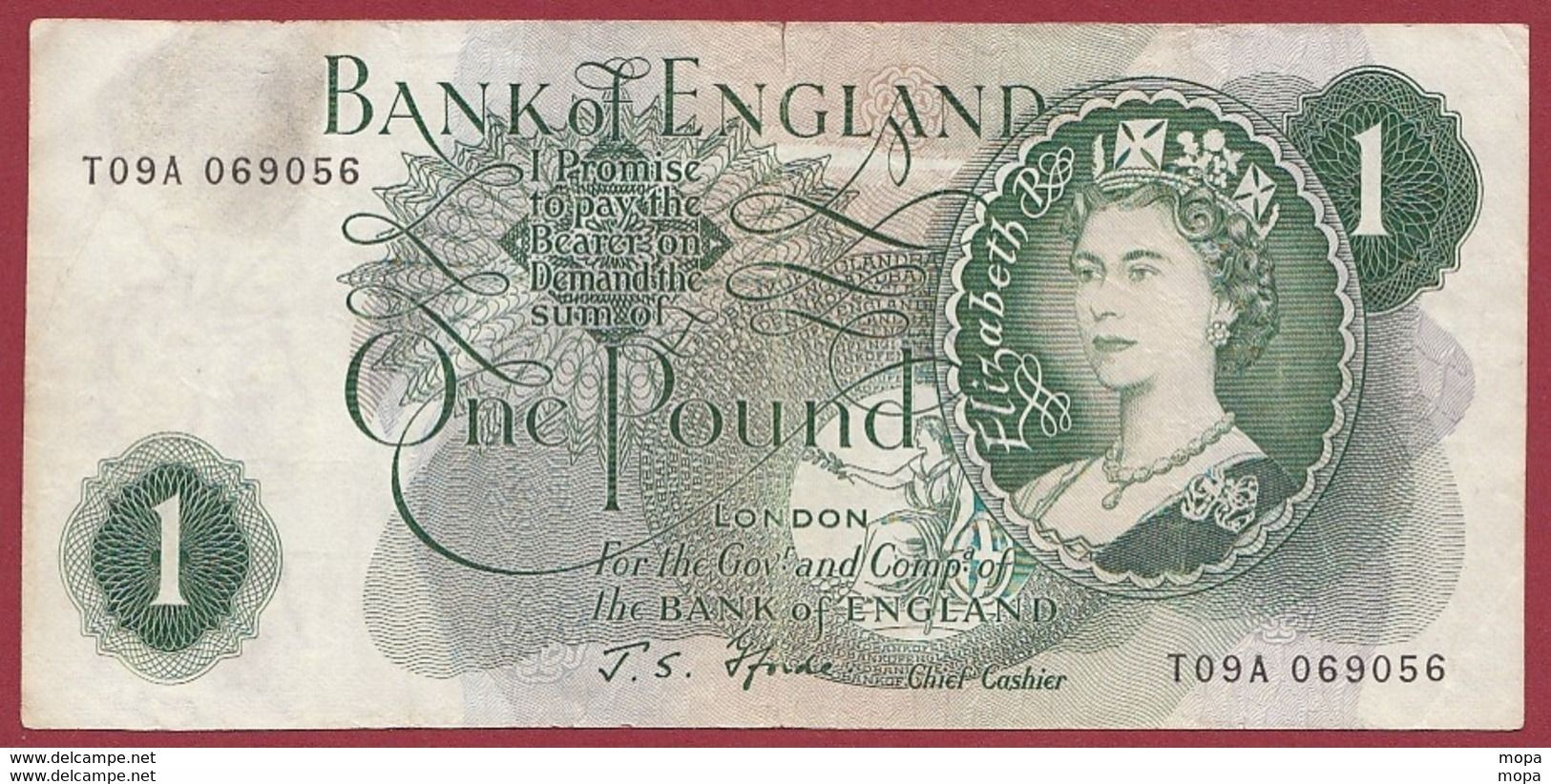 Royaume-Uni 1 Pound 1966/1970 (Sign J.S Florde) Dans L 'état (4) - 1 Pond