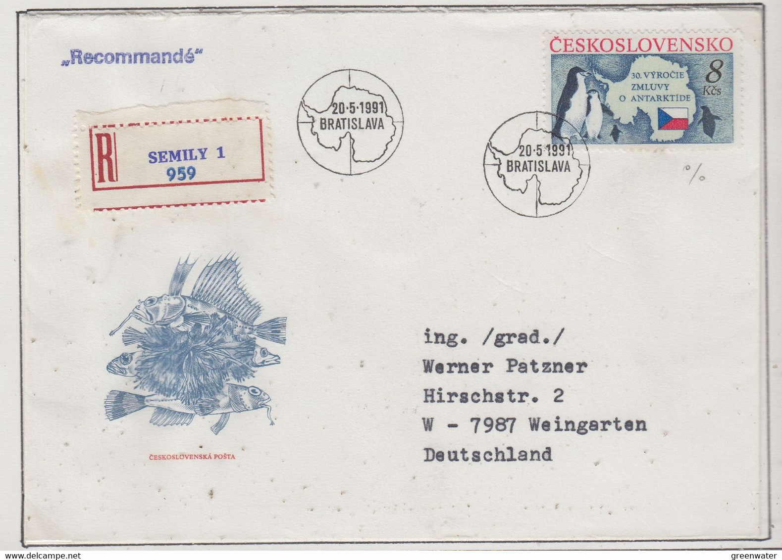 Czechoslovakia 1991 30th Ann. Antarctic Treaty 1v Registered FDC (XA170A) - Trattato Antartico