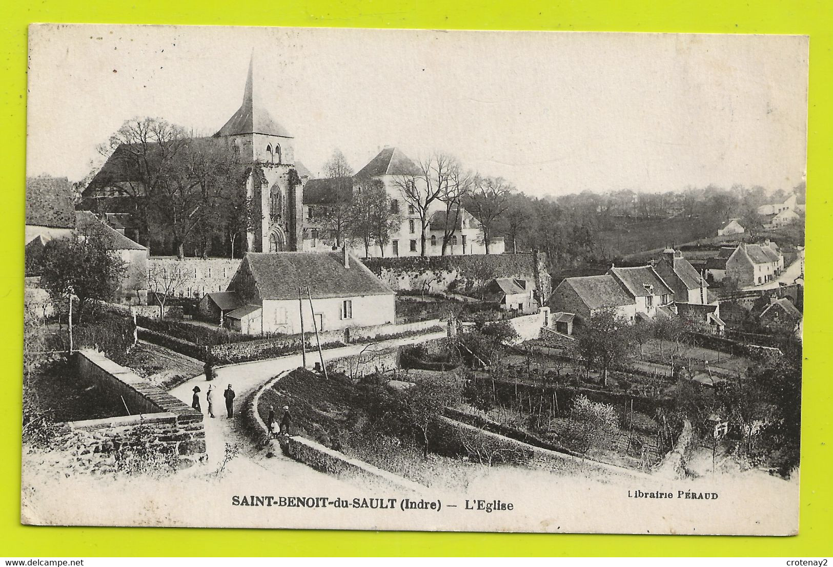 36 SAINT BENOIT DU SAULT Vers Le Blanc Argenton Sur Creuse L'Eglise En 1930 VOIR ZOOM Personnages Et DOS - Le Blanc