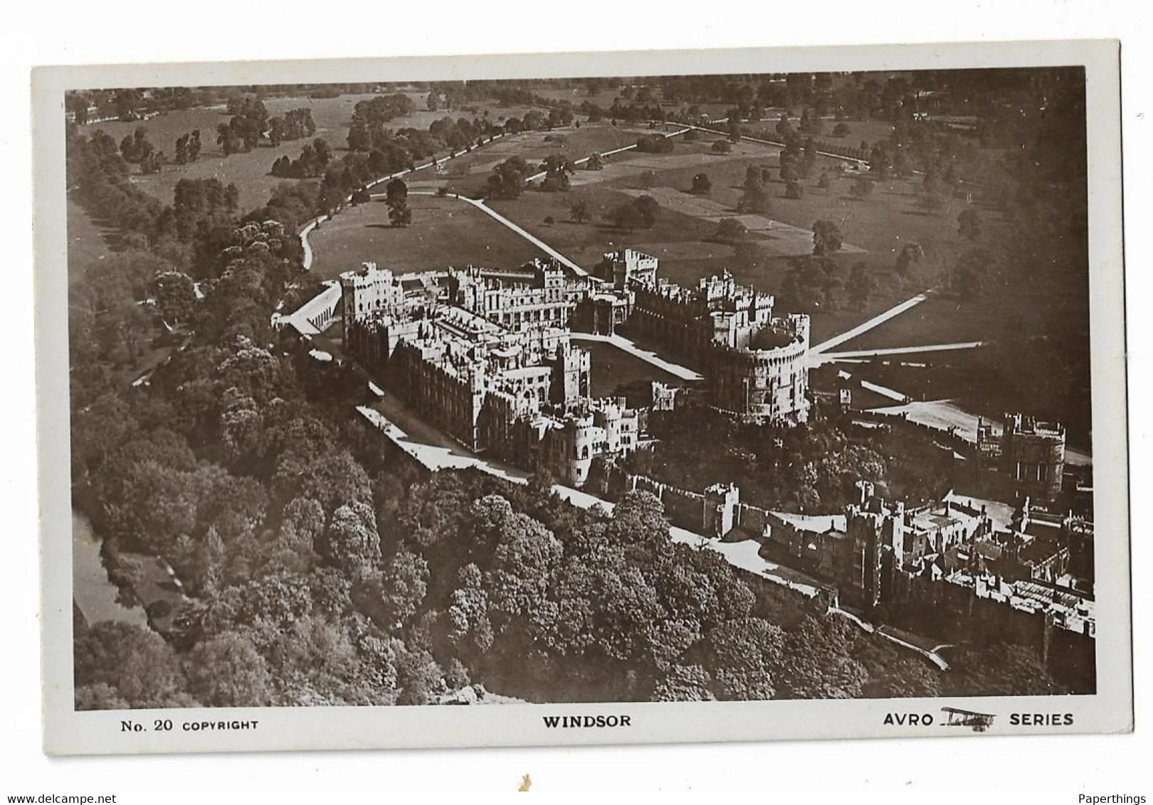 Real Photo Postcard, Berkshire, Windsor, Avro Aerial View, Buildings, Landscape. - Windsor